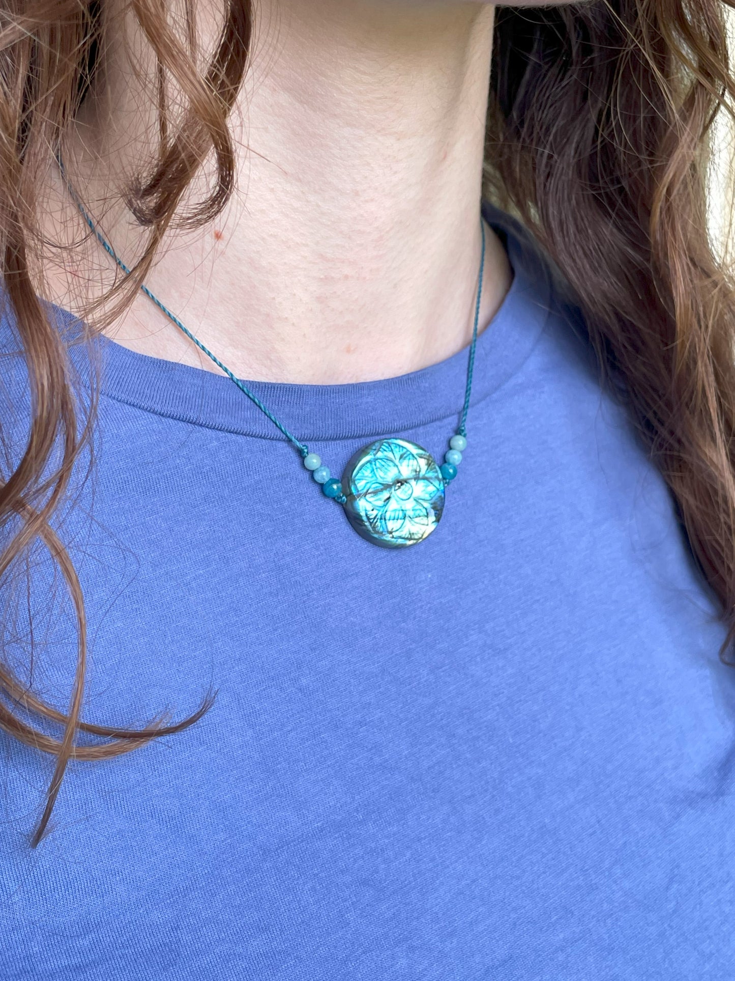 Collana Labradorite macramè