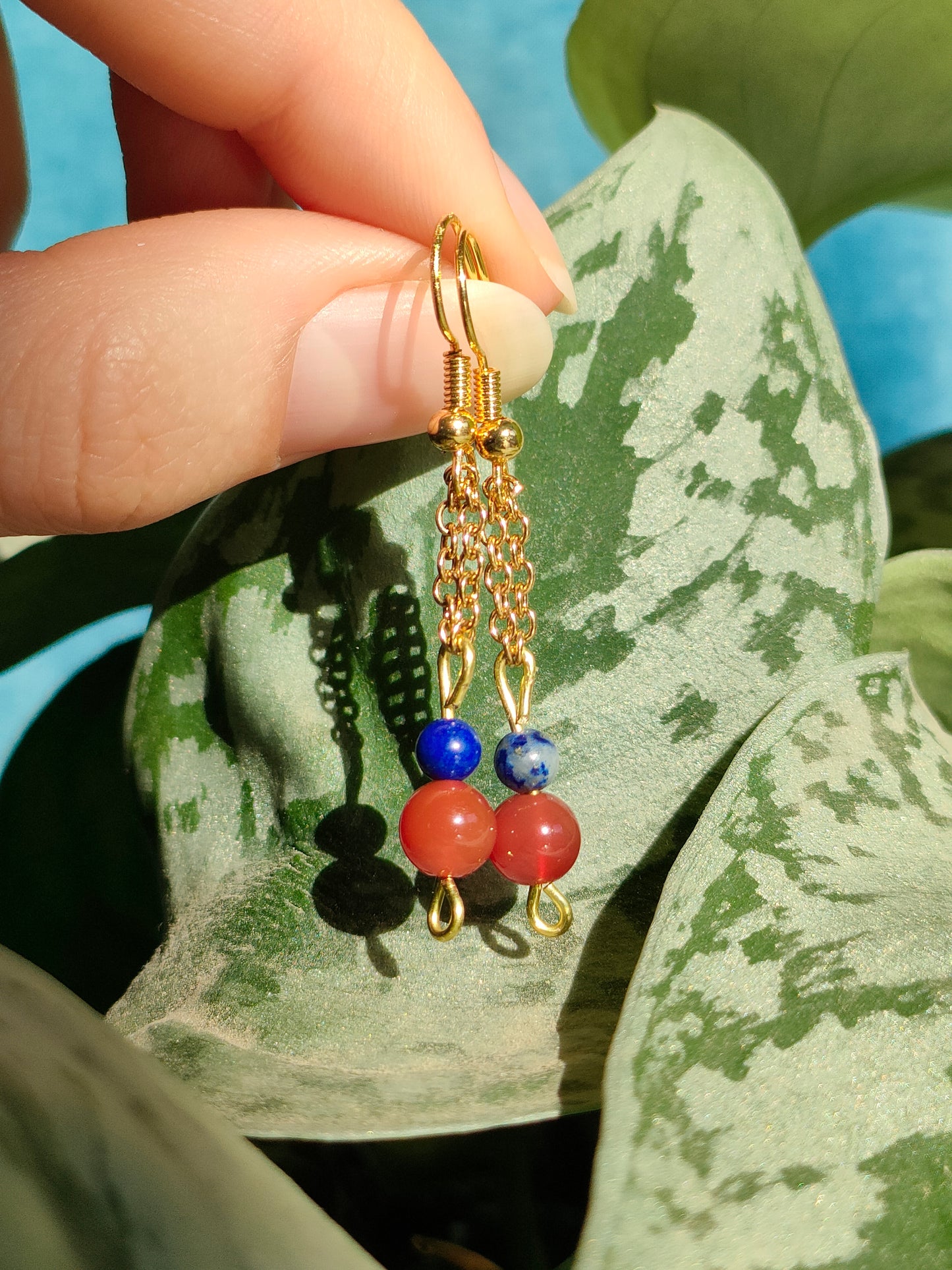 Carnelian and sodalite earrings