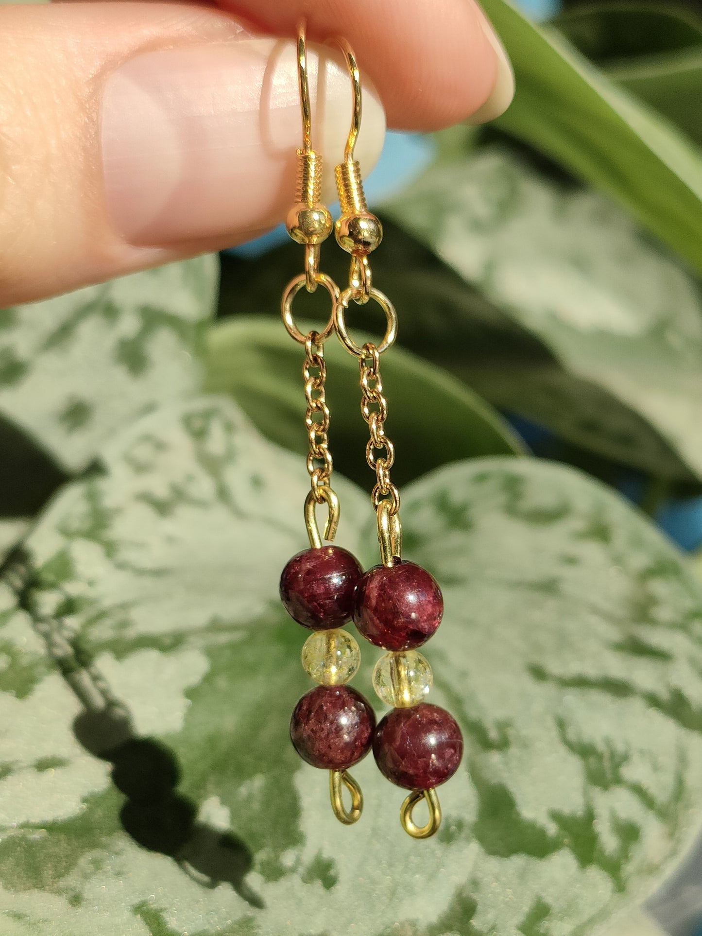 Garnet and citrine earrings