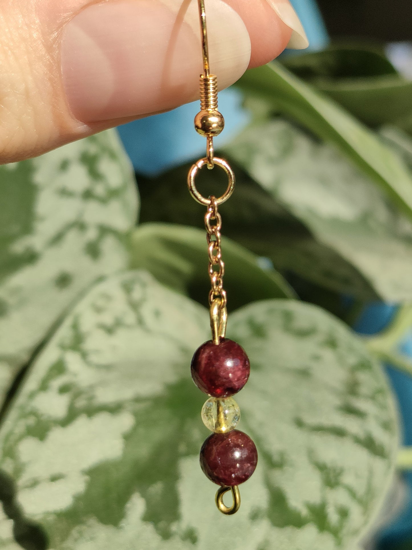 Garnet and citrine earrings