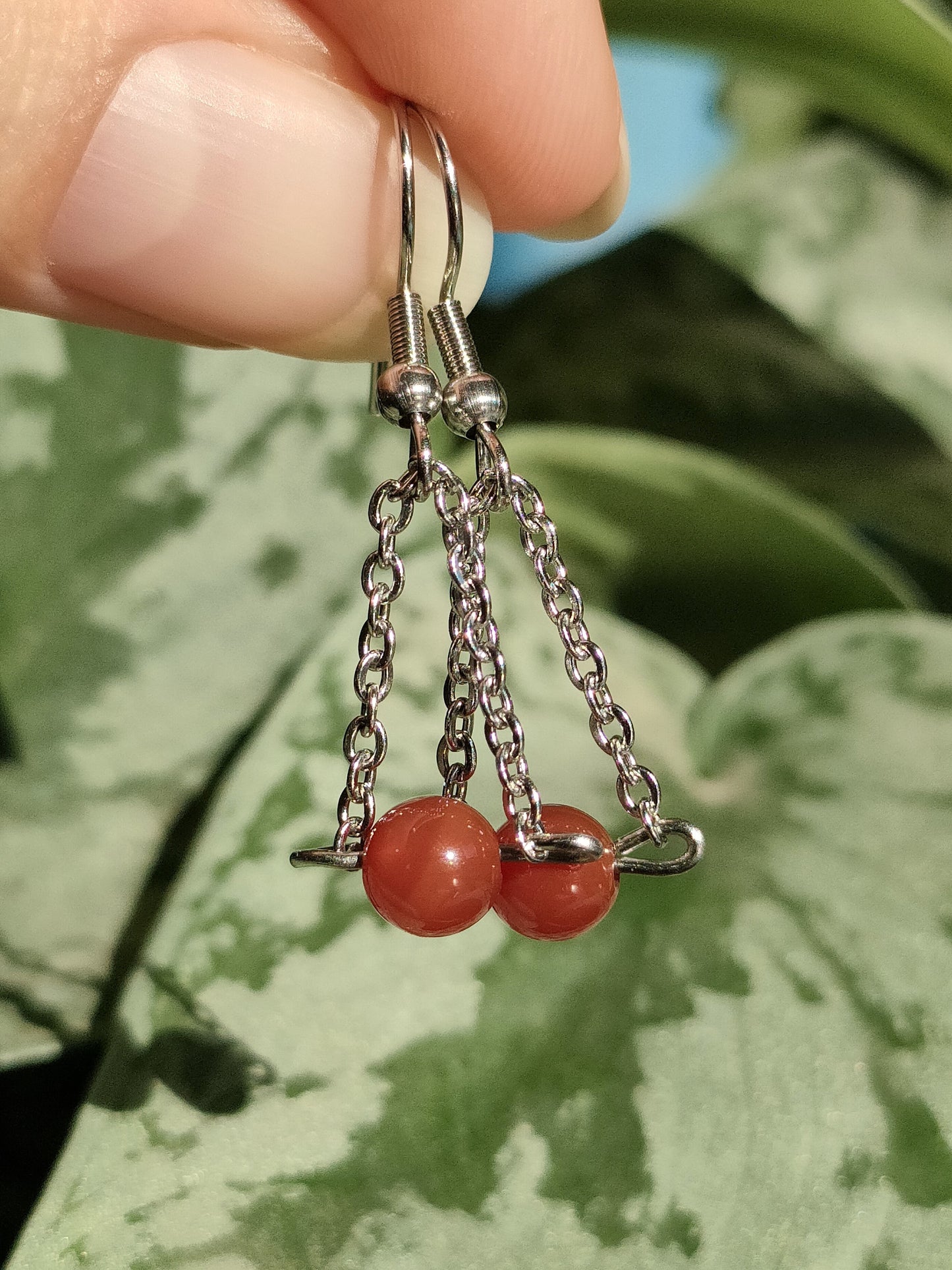 Carnelian pendulum earrings