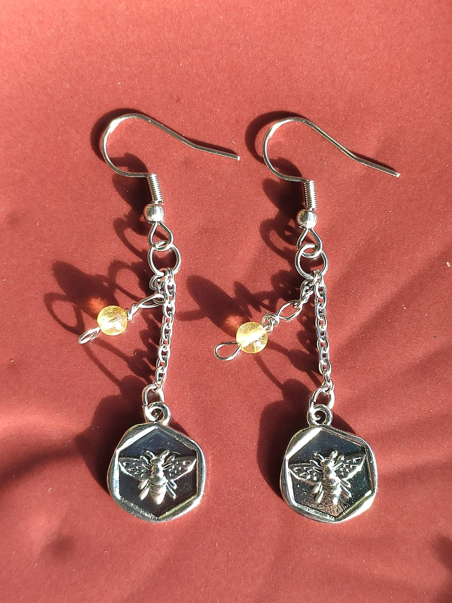 Citrine bee earrings