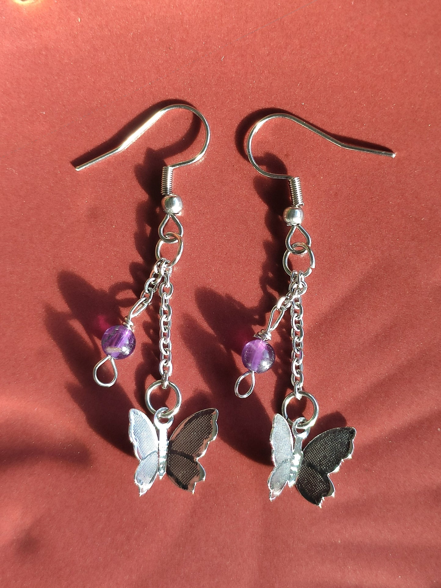 Amethyst butterfly earrings