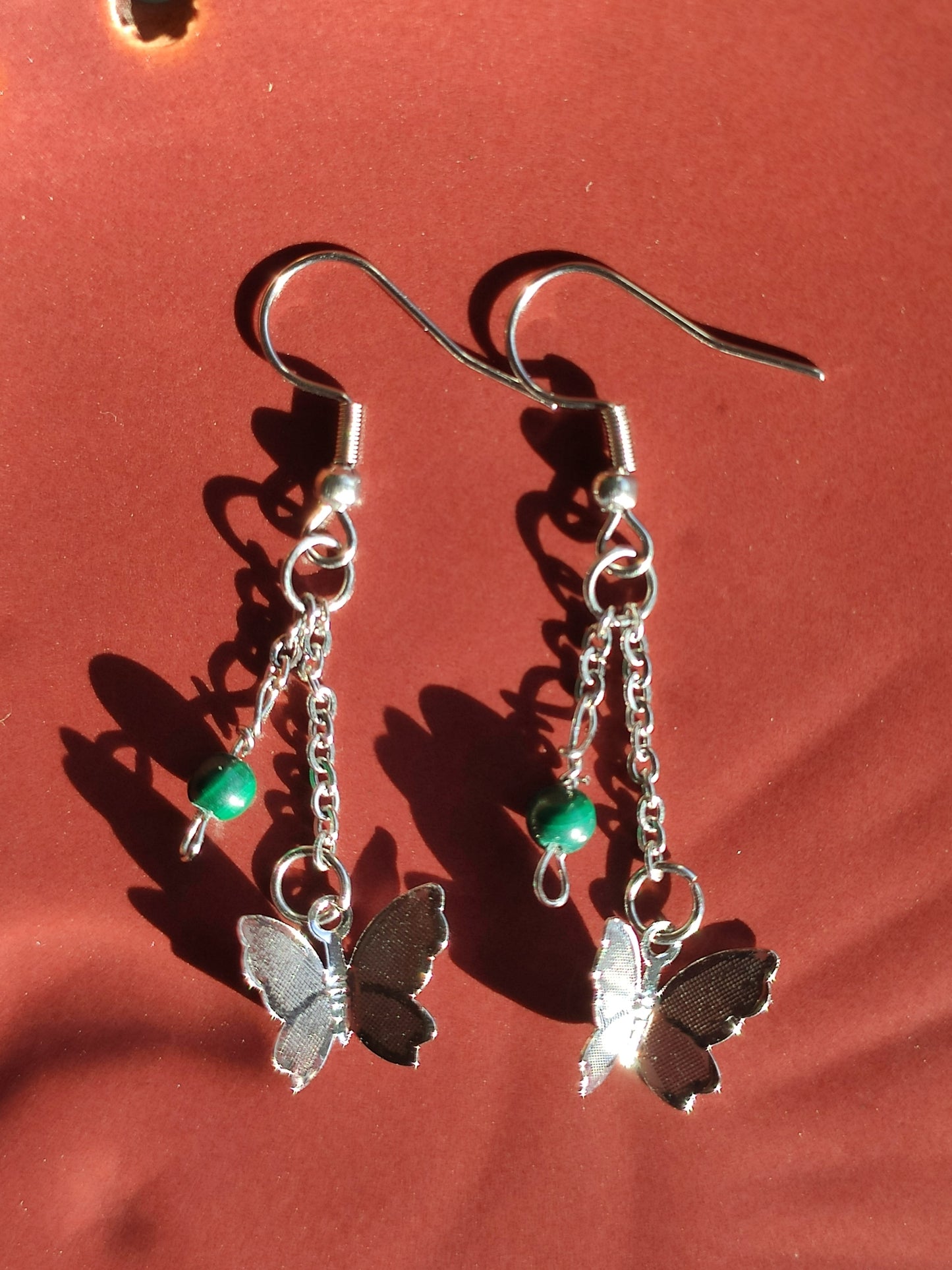 Malachite butterfly earrings
