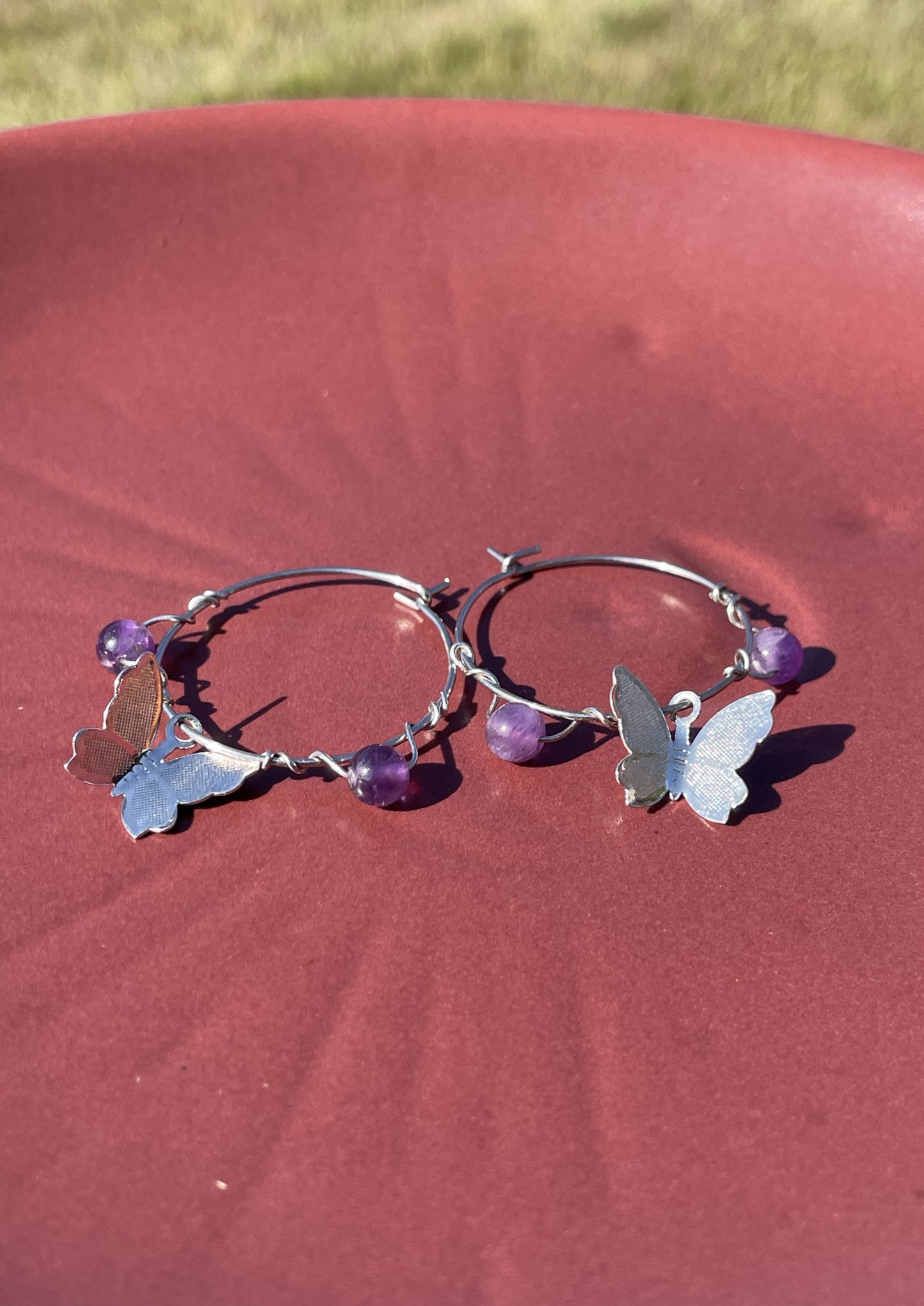 Amethyst butterfly earrings
