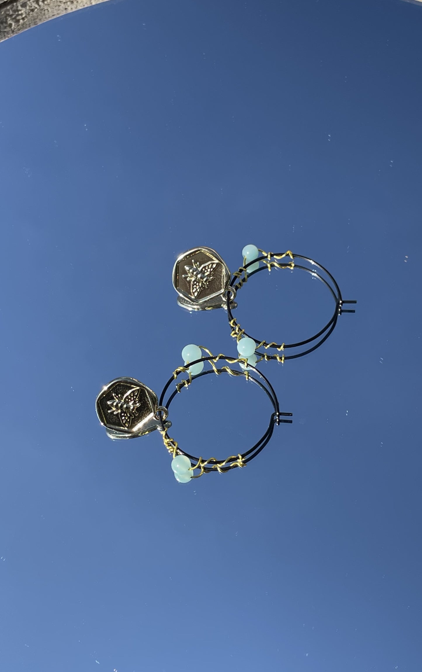 Amazonite bee earrings