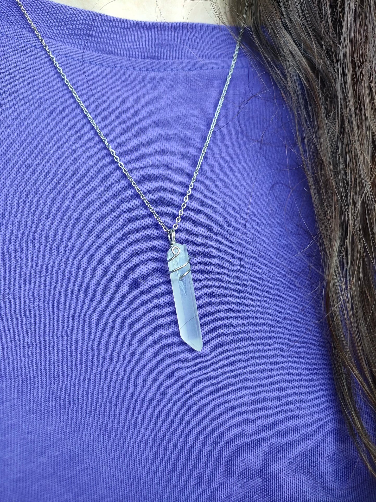 Hyaline Quartz tip pendant S silver