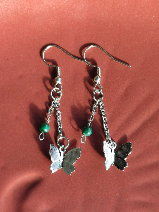 Malachite butterfly earrings