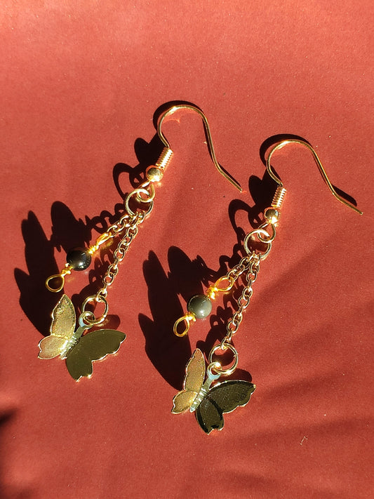 Obsidian butterfly earrings
