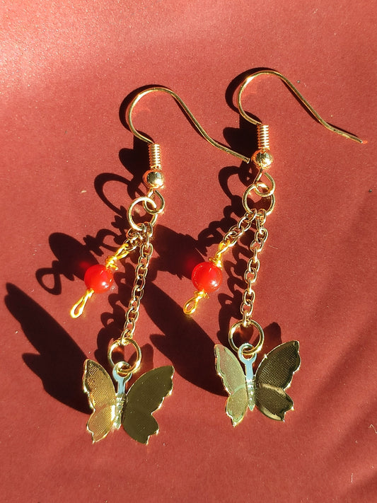 Carnelian butterfly earrings