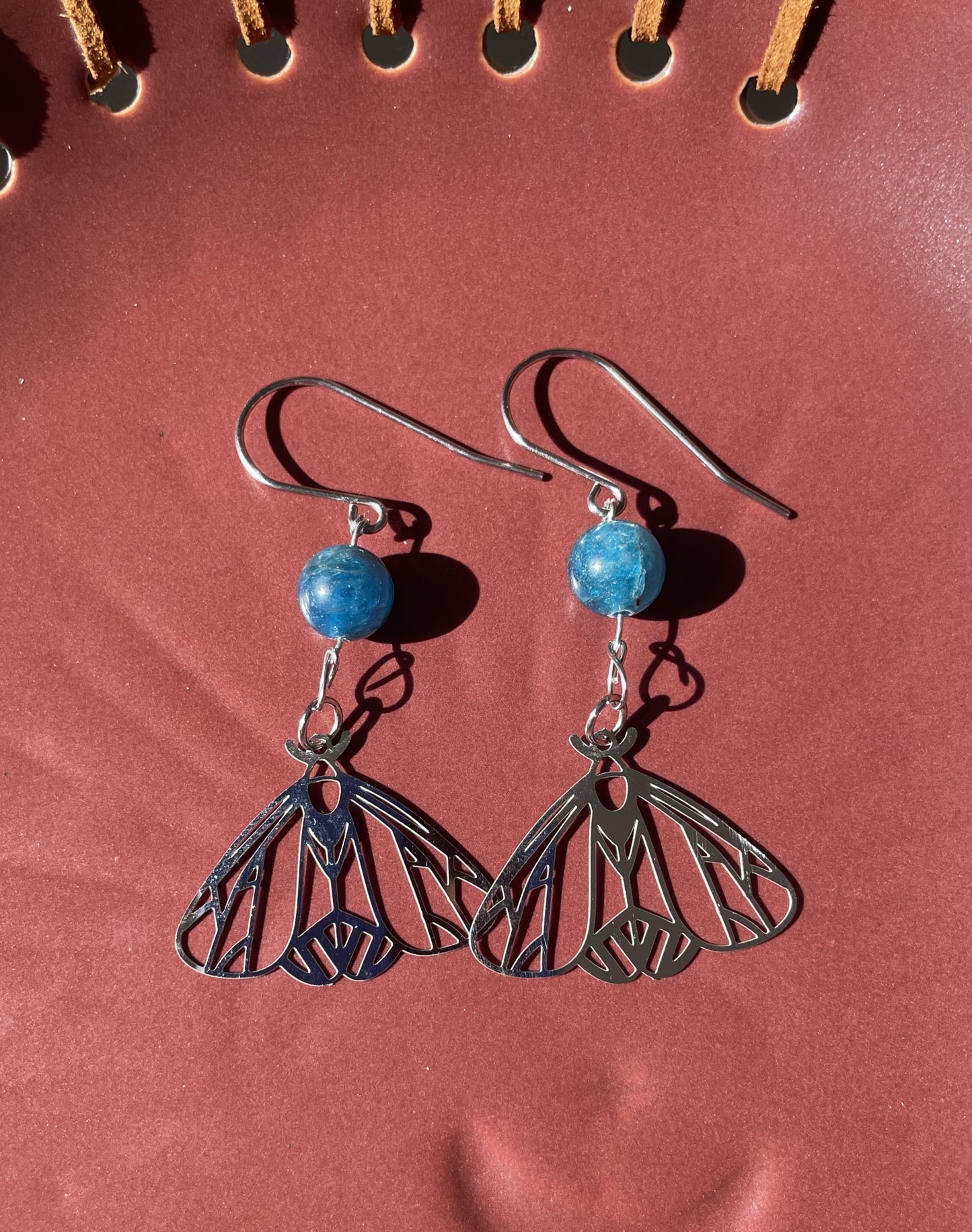 Apatite moth earrings